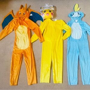 Lot Of 3 POKÉMON Kids Costumes/PJs - Charlizard, Pikachu, Sobble - size 7/8 NEW